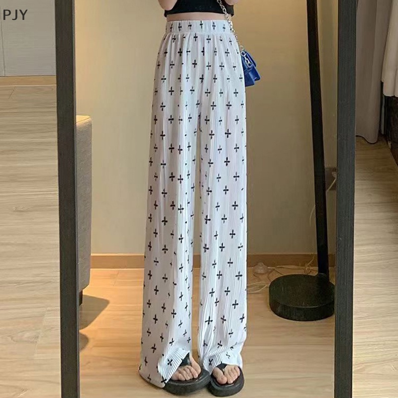 Quần ống rộng Lưng Thun Co Giãn Phong Cách Hàn Quốc Thanh Lịch Dễ Phối Đồ Thời Trang Mùa Hè Dành Cho Bạn Nữ PJ