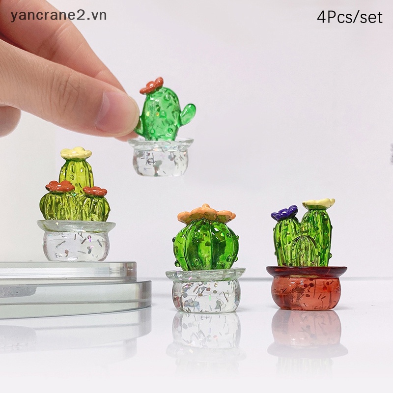 Set 4 Đồ trang trí Chậu Cây Xương Rồng Mini 1: 12 Trang Trí Tiểu Cảnh / Nhà Búp Bê / Xe Hơi Để Bàn {yancrane2.vn}