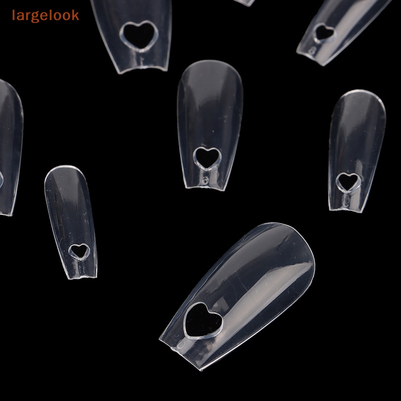 Bộ 120 Móng Tay Giả Họa Tiết Trái Tim Rỗng Bằng Acrylic Che Phủ Toàn Diện
