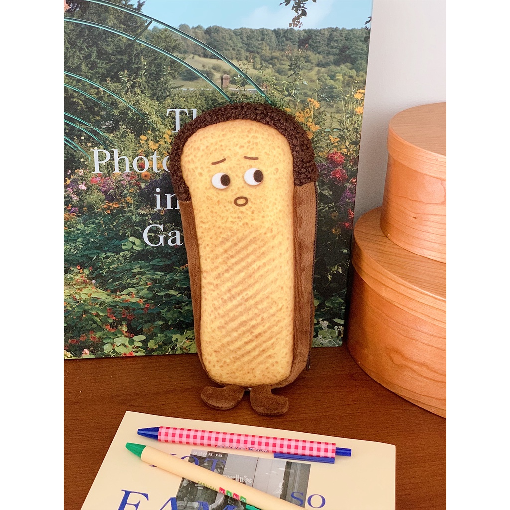 Túi Đựng Bút Hình Bánh Mì Nướng Sức Chứa Lớn Dễ Thương Sáng Tạo