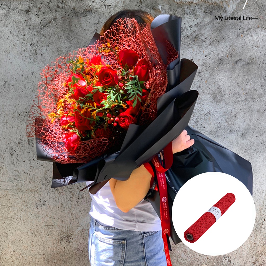 1 Cuộn Lưới Rỗng Gói Hoa DIY Kết Cấu Tinh Tế