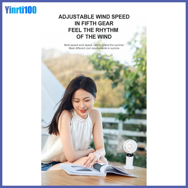 Quạt Điện Mini Cầm Tay 5 Tốc Độ Gấp Được Màn Hình Led Kỹ Thuật Số Kèm Dây Sạc Usb Tiện Dụng