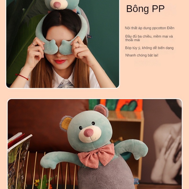 Thú Nhồi Bông Hình Thỏ Tai Gấu Dễ Thương Cho Bé