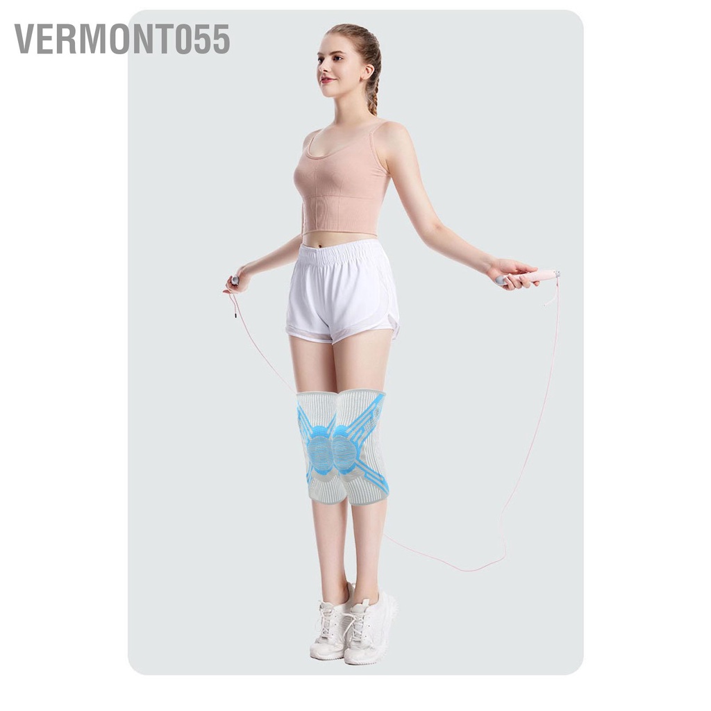 Vermont055 1 Nẹp Đầu Gối Thể Thao Miếng Lót Nylon Đan Lò Xo Silicone Bảo Vệ Hỗ Trợ Màu Xanh Cho Bóng Rổ Chạy