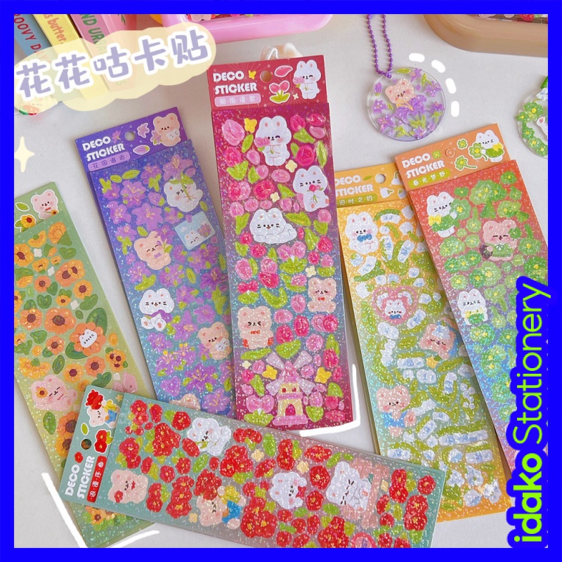 idako Goo Card Sticker Hoa và Qianxun Dàn không thấm nước trong suốt Chú thỏ dễ thương SS223