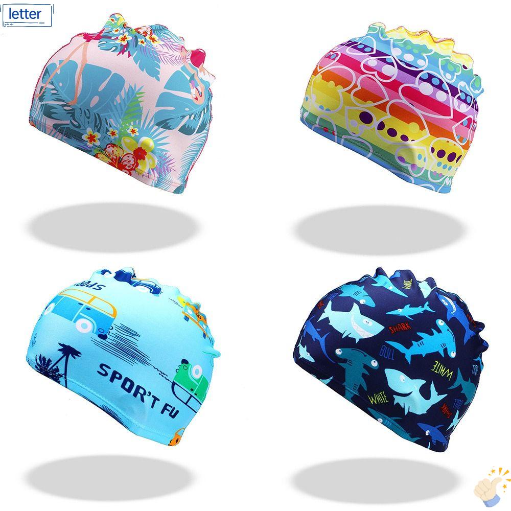 Mũ Bơi Nylon Co Giãn Xếp Ly Free size Cho Bé