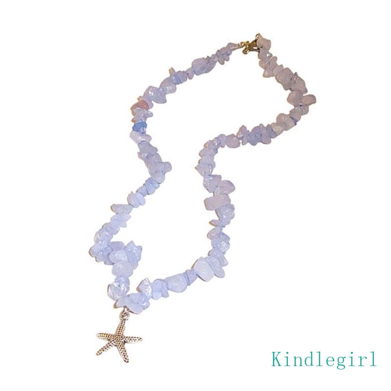 Vòng cổ Choker Mặt Sao Biển Đính Đá Pha Lê Xanh Dương Ngọt Ngào