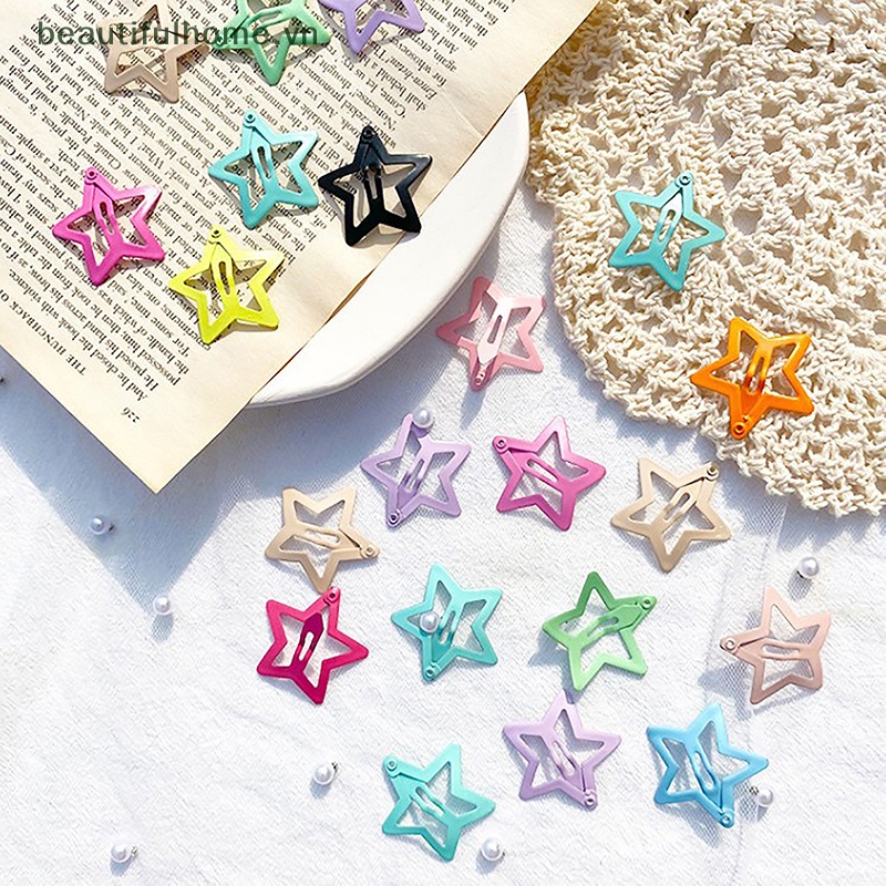 Set 10 Kẹp Tóc Ngôi Sao Bằng Kim Loại Nhiều Màu Dễ Thương Cho Nữ