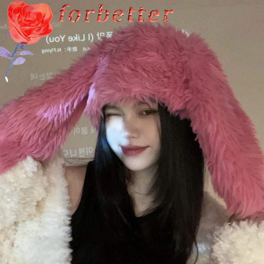 Mũ Bonnet Hình Tai Thỏ Bằng Lông Nhung Dễ Thương Xinh Xắn Y2K