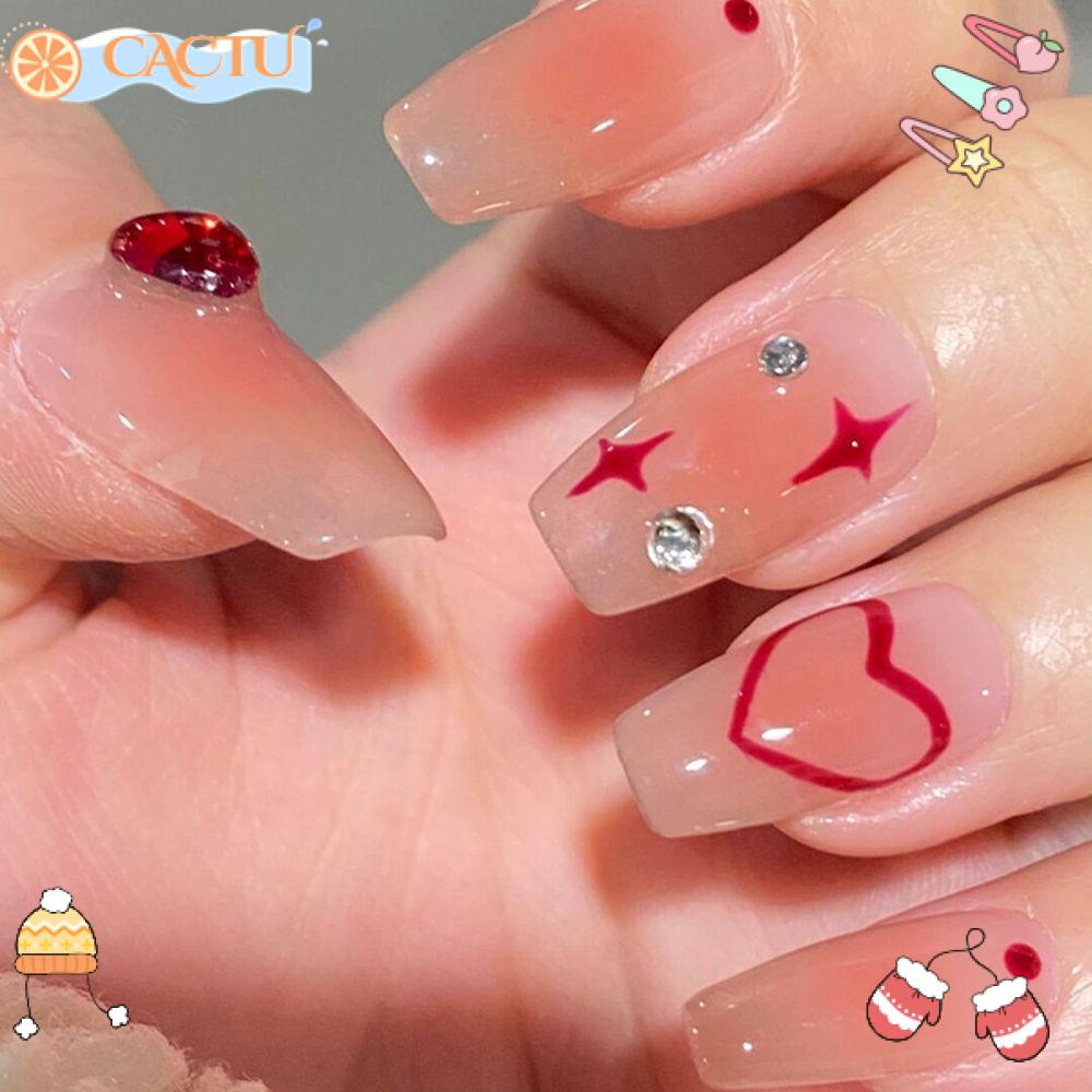 Bộ 24 Móng Tay Giả Lấp Lánh Có Thể Tháo Rời Che Phủ Toàn Diện