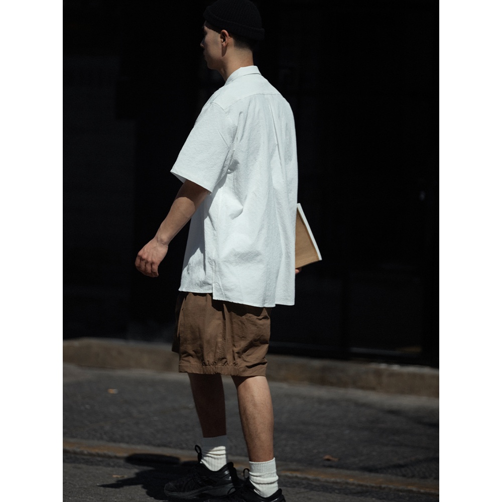 Noears Áo Sơ Mi Trắng Mỏng Nhẹ Dáng Rộng Không Sắt Chống Nhăn Mùa Hè Nhật Bản Đơn Giản Cho Nam