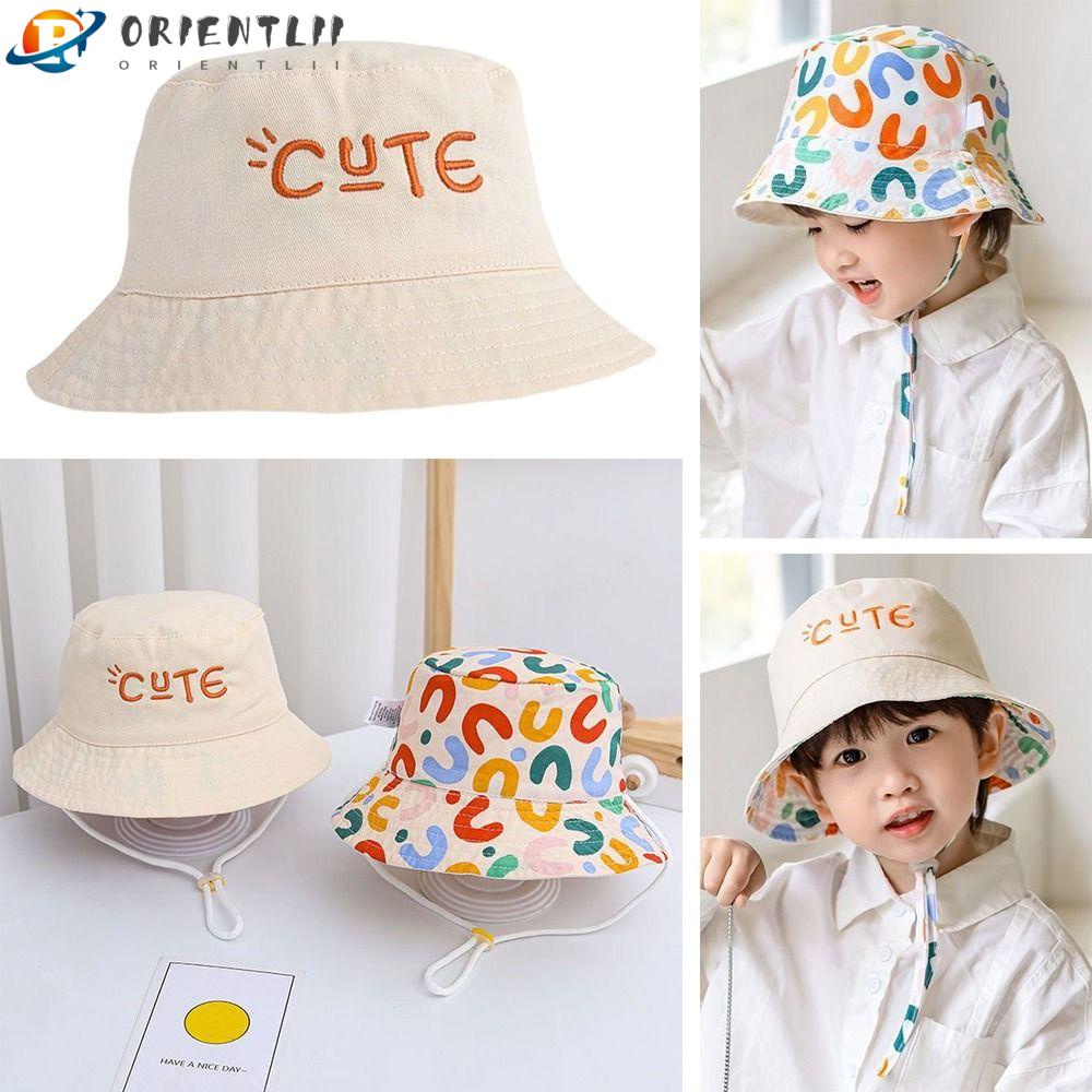 Nón Tai Bèo Hai Mặt Chống Tia UV Thêu Chữ Dễ Thương Cho Bé Trai Và Gái