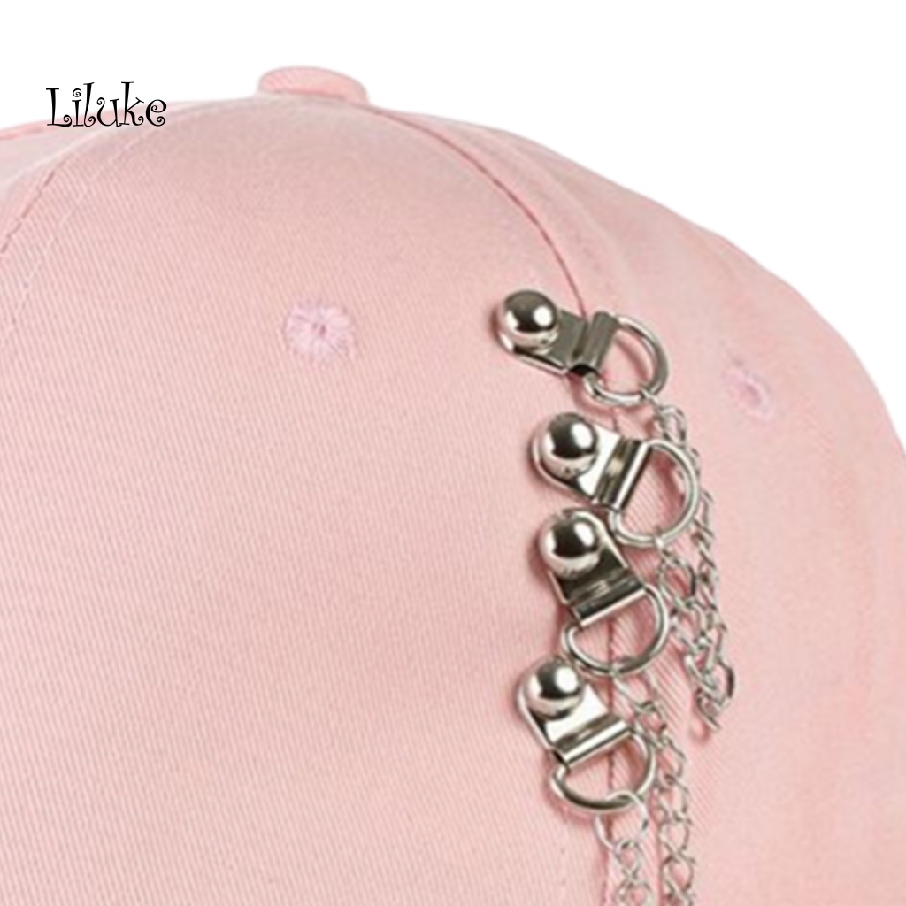 Mũ Lưỡi Trai Màu Trơn Trang Trí Vòng Kim Loại Bắt Mắt