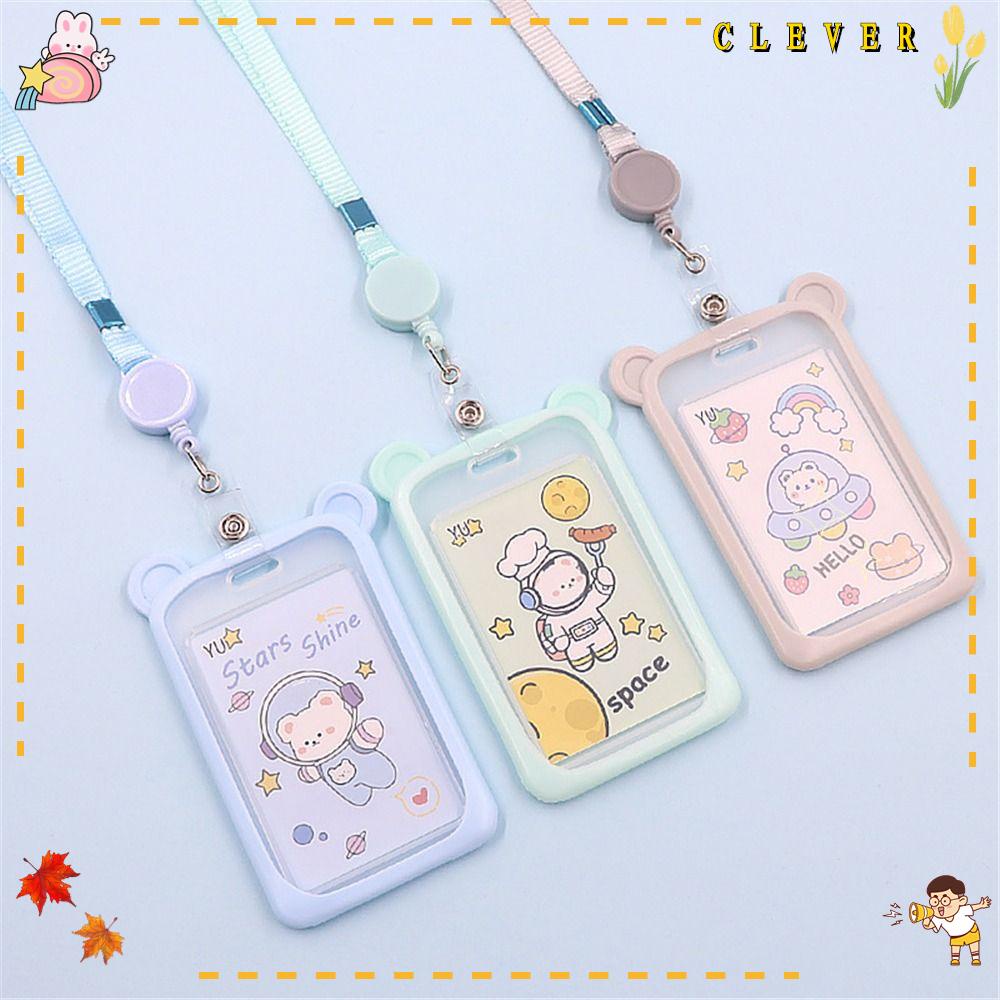 1 Vỏ Bảo Vệ Thẻ Tín Dụng Hình Chú Gấu Hoạt Hình Có Dây Đeo Thu Gọn Được