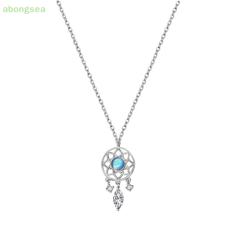 Abongsea Vòng cổ Mặt Dreamcatcher Đính Đá Mặt Trăng Tua Rua Thanh Lịch Sáng Tạo Cho Nữ