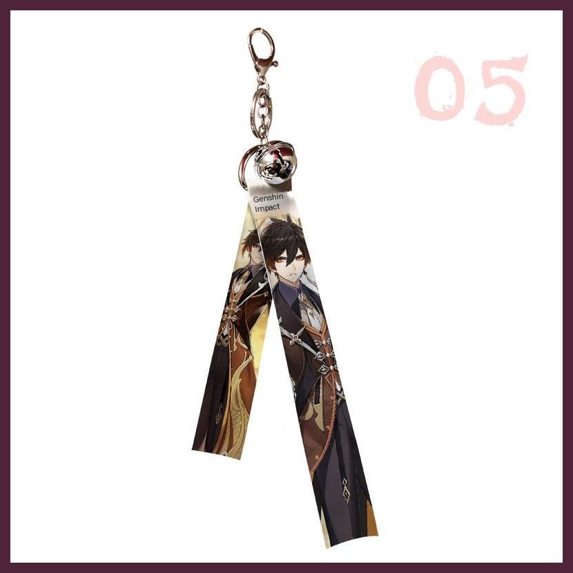 Móc Khóa Dây Ruy Băng Polyester Đơn Giản Dễ Thương 1-40 Qiqi Xiao Kaeya Ganyu Diluc Keqing