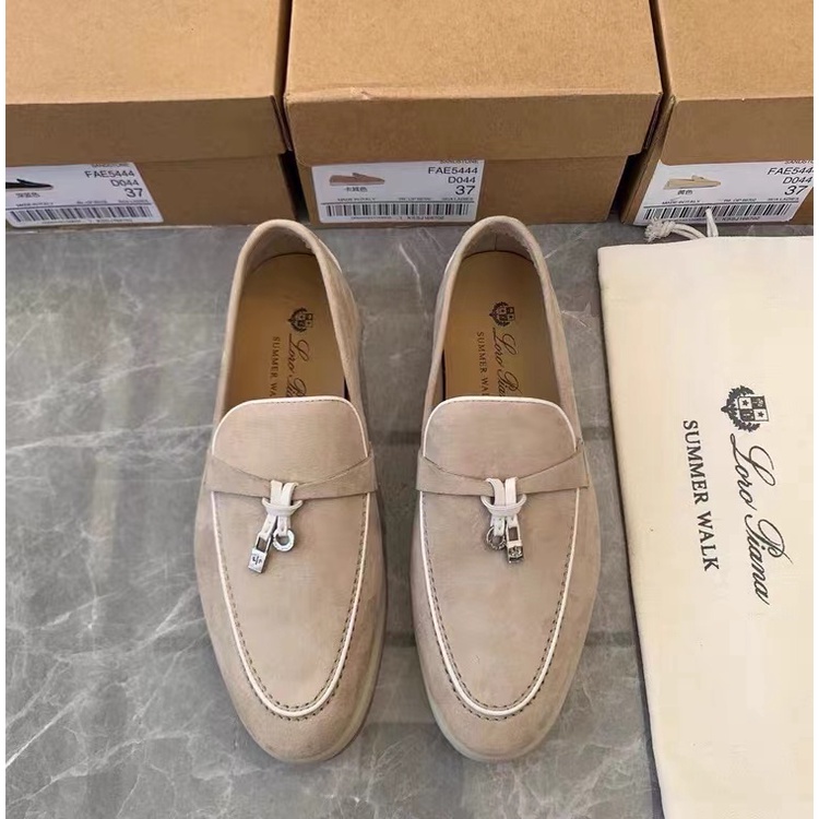 Giày Loro Piana Chính Hãng 100% Da Lộn Đế Mềm Phẳng Thoải Mái