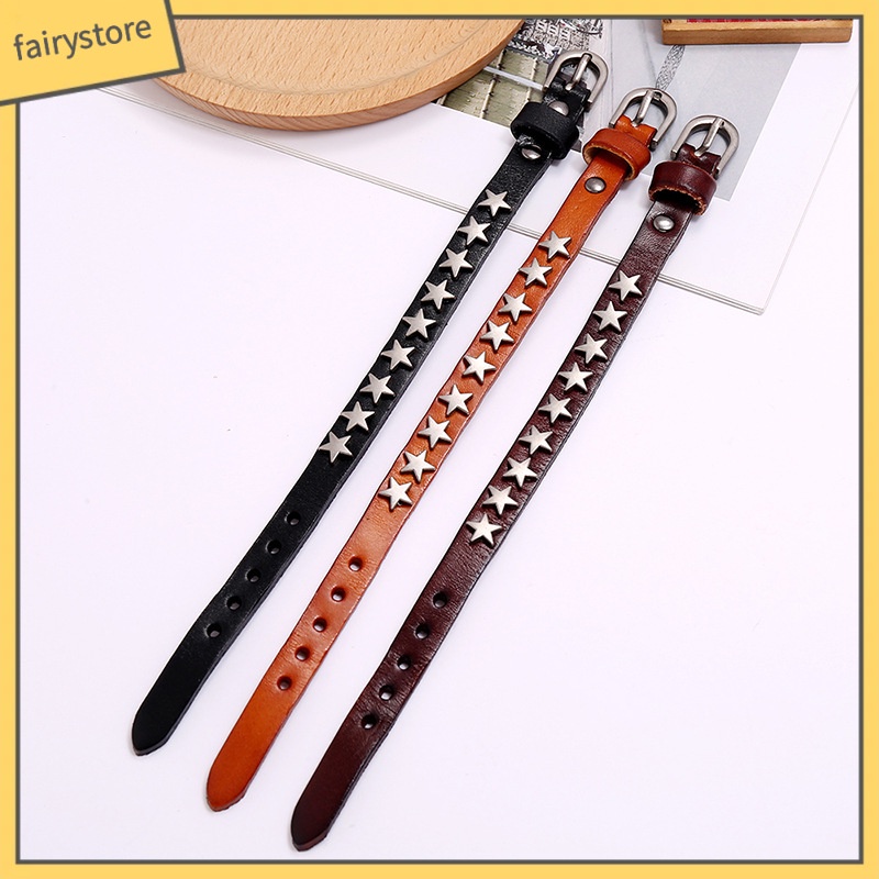 Vòng Tay Da Bò Mặt Ngôi Sao Năm Cánh Phong Cách hip hop