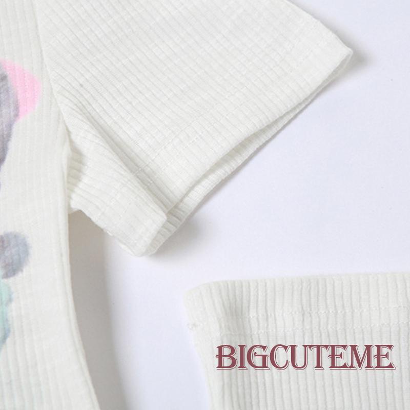 Áo Thun Crop Top Tay Ngắn Cổ Tròn In Hình Mèo Thời Trang Mùa Hè Dành Cho Nữ