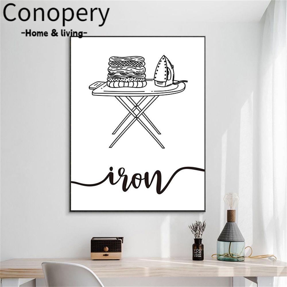 CONOPERY Bảng Hiệu Vải Canvas Treo Tường Trang Trí Phòng Giặt