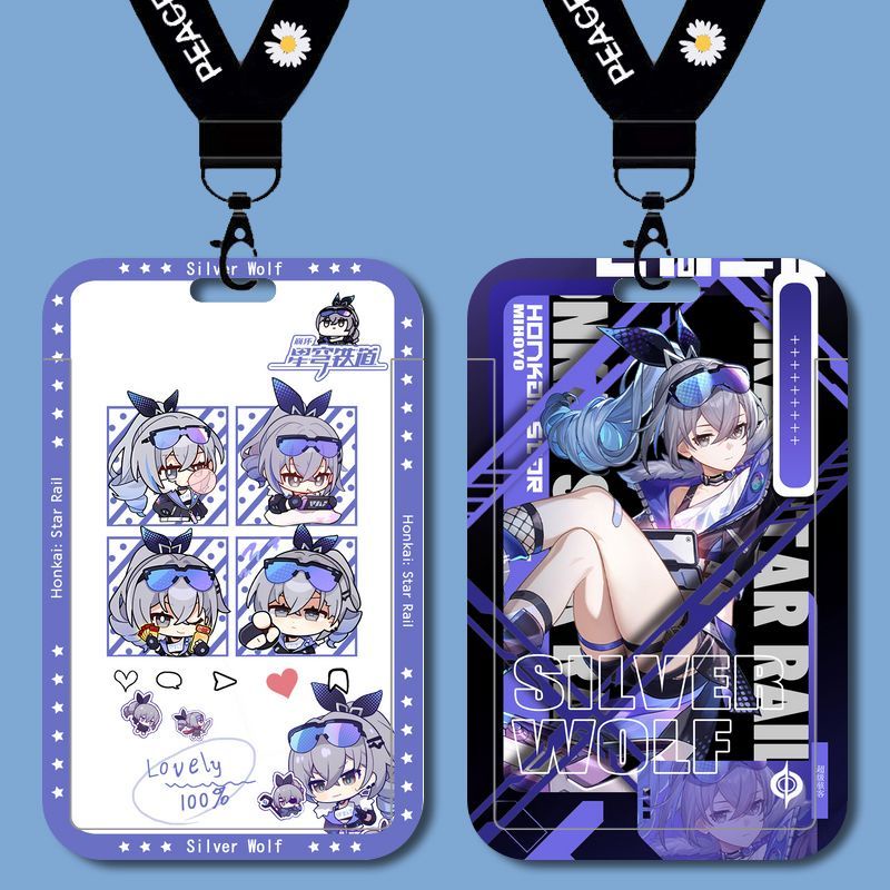 Silver Wolf card sleeve Honkai: Star Rail anime Transparent shell ACGN protective case animation game Name tag key rings/chains Student card