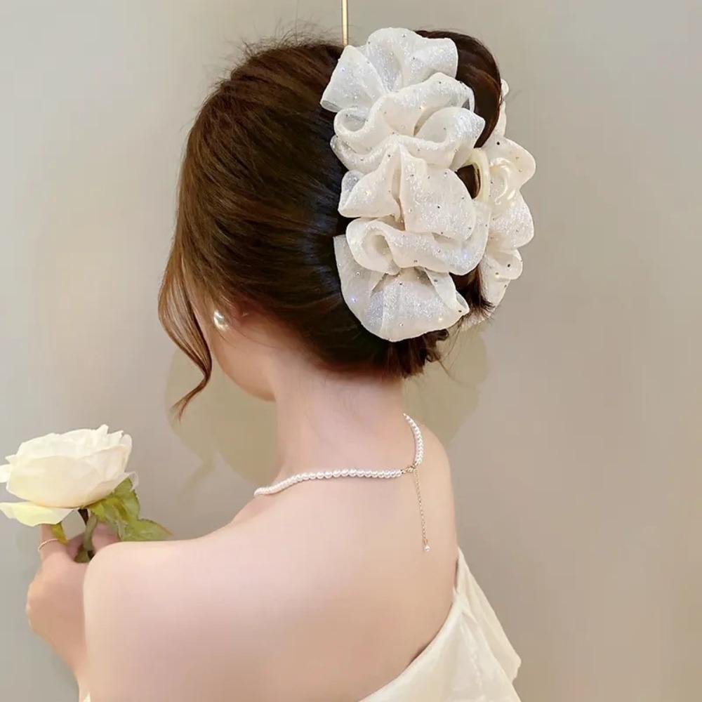 Kẹp Tóc Vải Lụa Hai Mặt Hình Cá Mập / Hoa Xinh Xắn