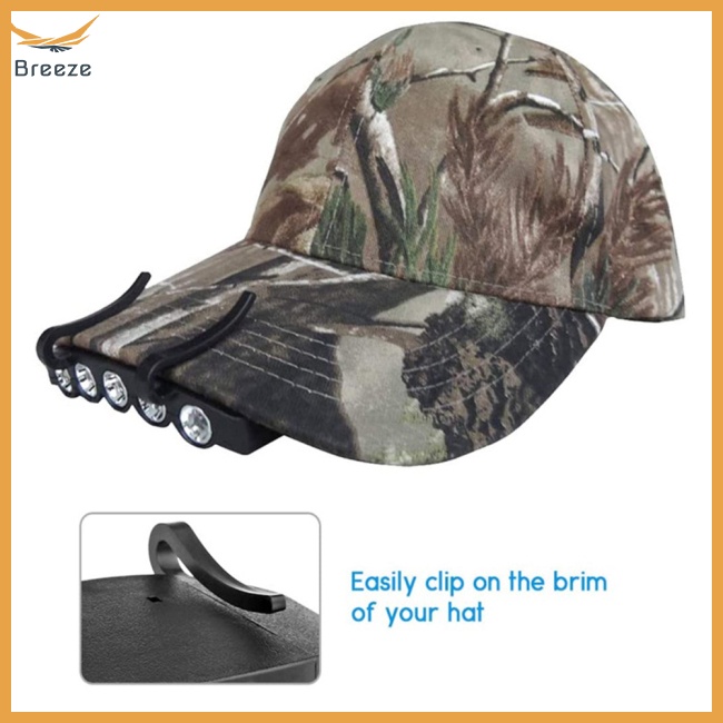 Đèn Pha 5 Bóng Led Kẹp Mũ Lưỡi Trai Kèm Pin Tiện Dụng Cho Hoạt Động Ngoài Trời