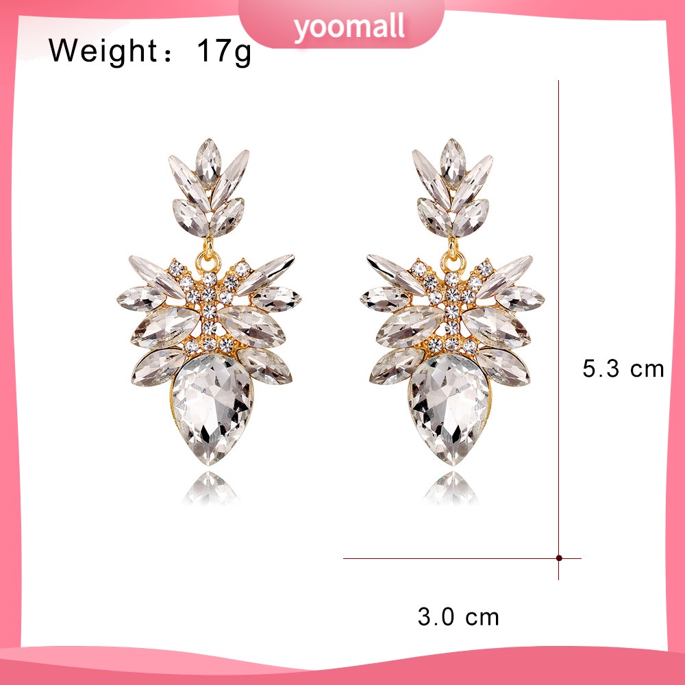 Bông Tai Hình Chiếc Lá Đính Kim Cương Pha Lê Sang Trọng Phong Cách Âu Mỹ Cho Nữ