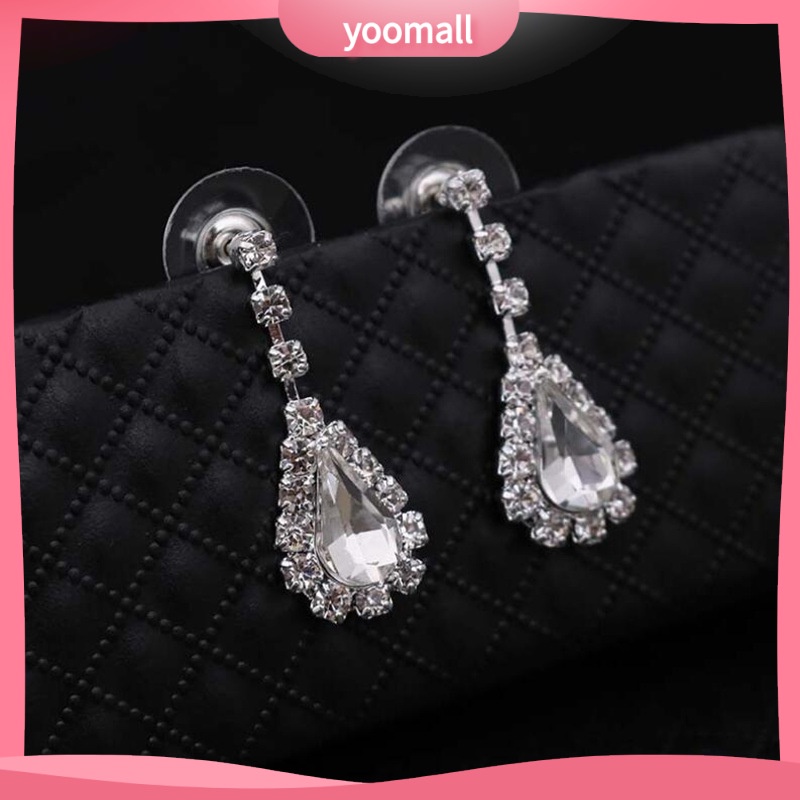 Bộ Vòng cổ + Bông Tai Đính Kim Cương Giả Màu Bạc Sang Trọng Cho Nữ