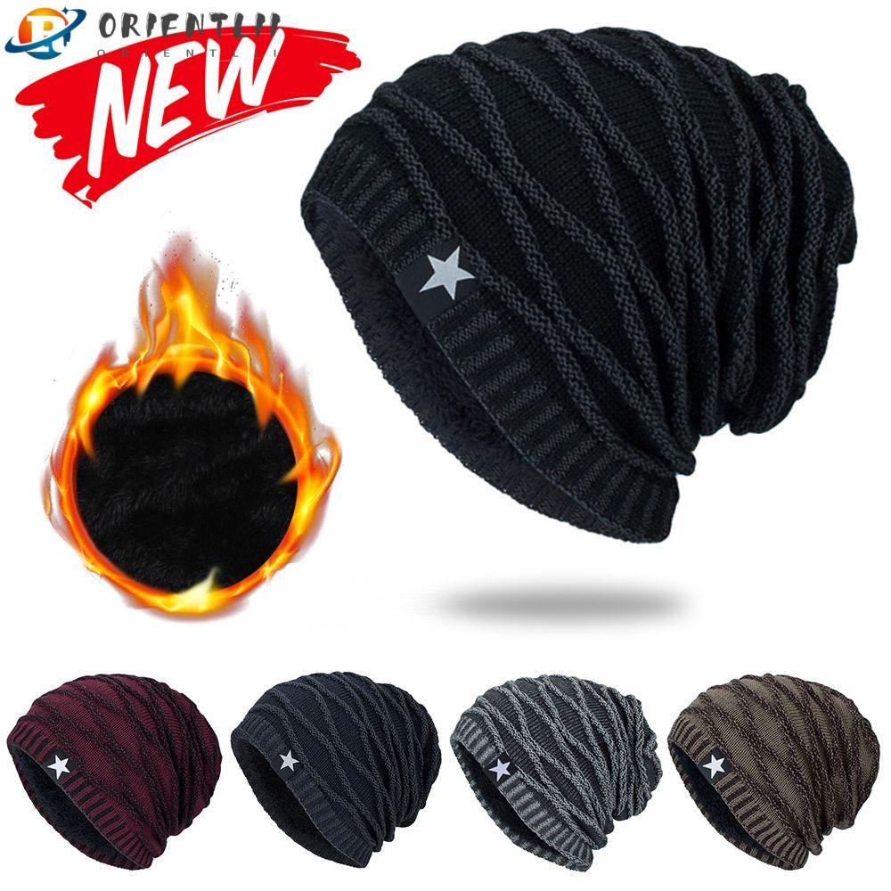 ORIENTLII Mũ beanie Trùm Đầu Ấm Áp Phong Cách Thể Thao Thời Trang Mùa Đông