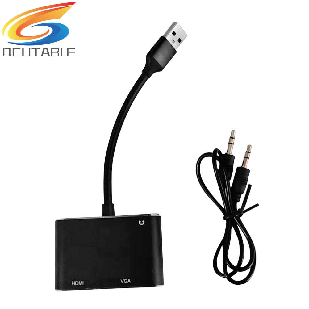 Bộ Chia Cổng Âm Thanh 3.5 USB C VGA Cho PC Laptop TV