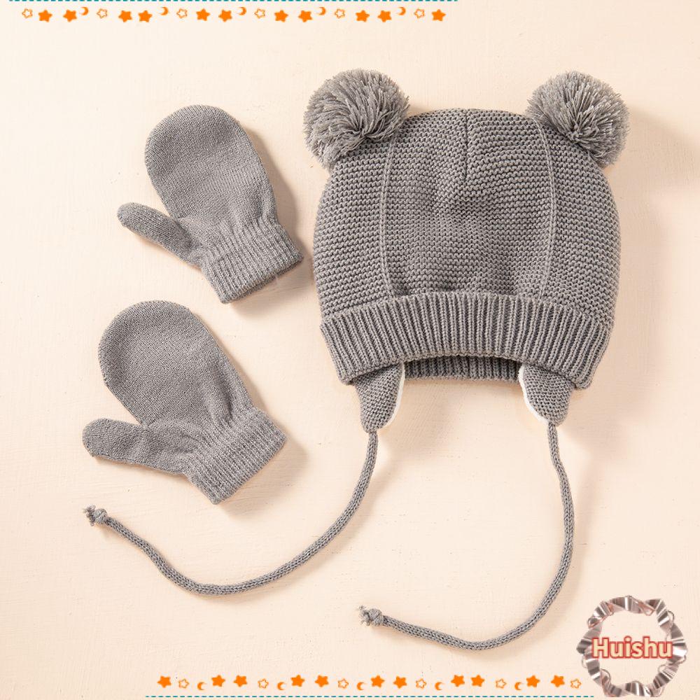 HS Bộ Găng Tay + Nón + Bóng Lông Giữ Ấm Cho Bé 1-4 Tuổi