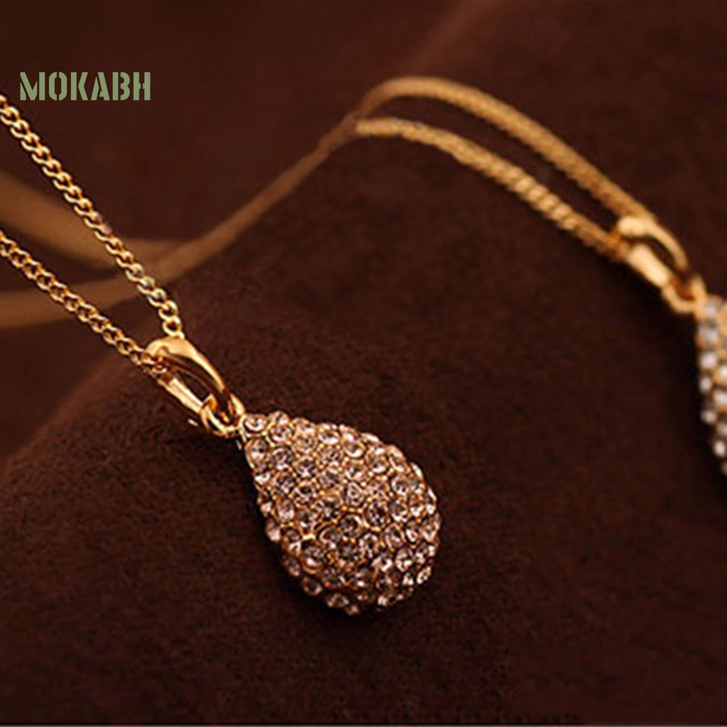 [Mok Abh] Vòng cổ Đính Đá Hình Giọt Nước Có Thể Điều Chỉnh Kích Thước