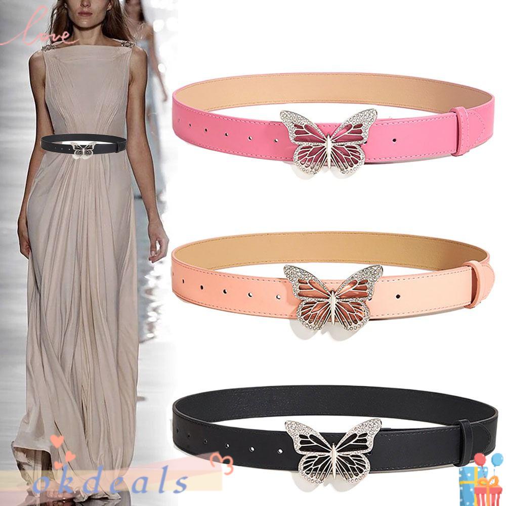 OKDEALS Thắt Lưng Hình Bướm Bằng Kim Loại Phong Cách Retro Cho Nữ