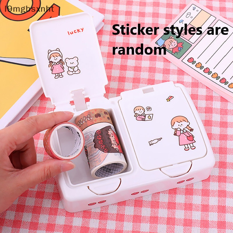 OOO dễ thương nút nhựa Máy tính để bàn hộp lưu trữ jewlery Organizer trường hợp với nắp Sticker uuu