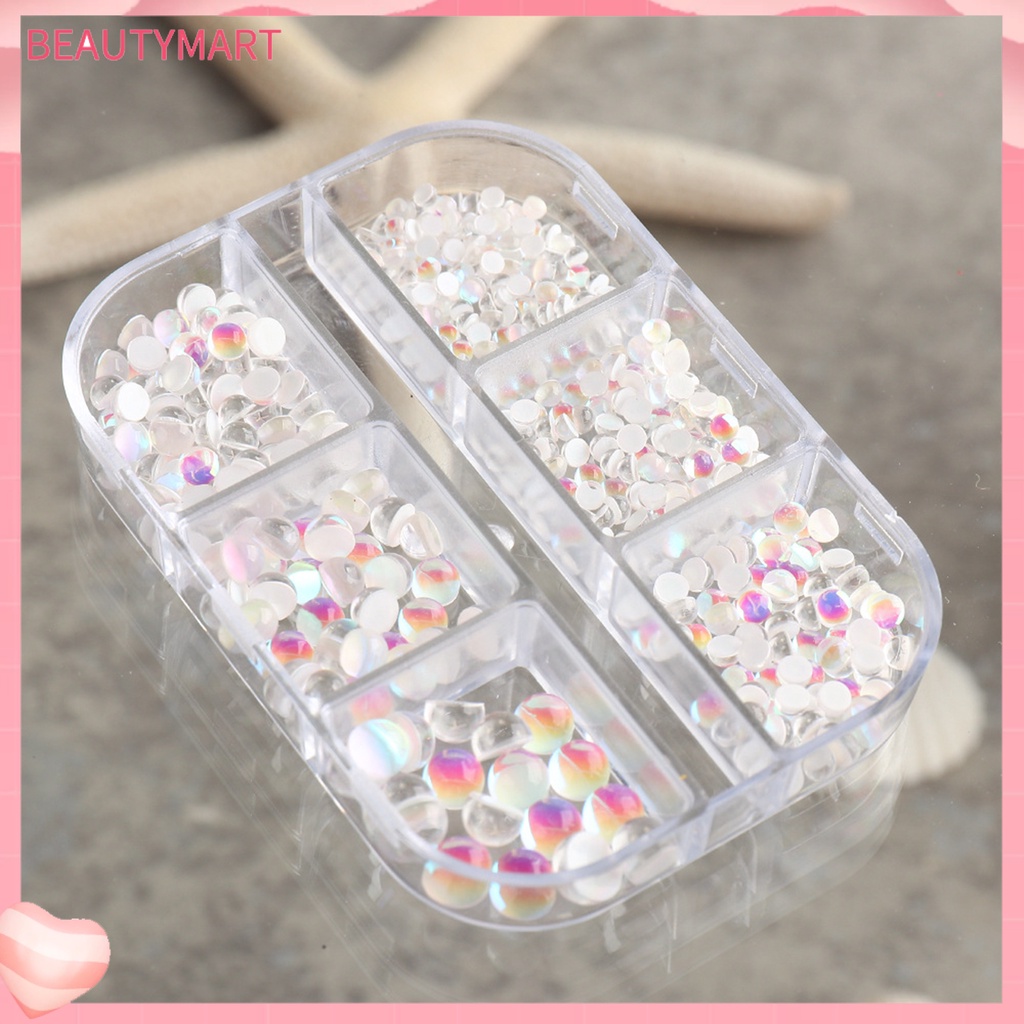 Hộp 6 Ngăn Đựng Hạt Tròn Dẹt Nhiều Màu Sắc Trang Trí Móng Tay Nghệ Thuật Cho Nữ