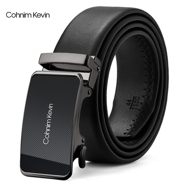 Thắt lưng nam da bò cao cấp Cohim kevin, Dây nịt nam da bò nguyên tấm mặt khóa vân carbon LEANO