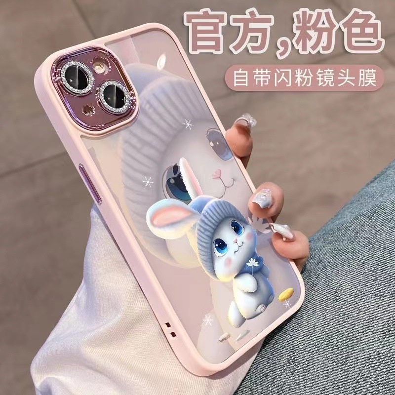 Ốp Điện Thoại Họa Tiết Thỏ Đội Mũ Đính Đá Lấp Lánh Cho iphone14promax / iphone13 / iphone12pro / iphone11