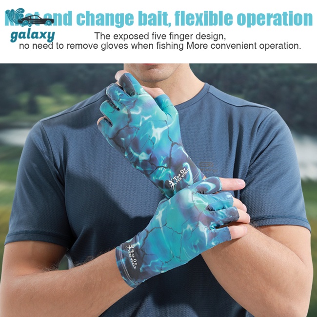 Galaxy 1 Đôi Găng Tay Hở Ngón Chống Nắng Chống Trượt Họa Tiết Rằn Ri Cho Nam