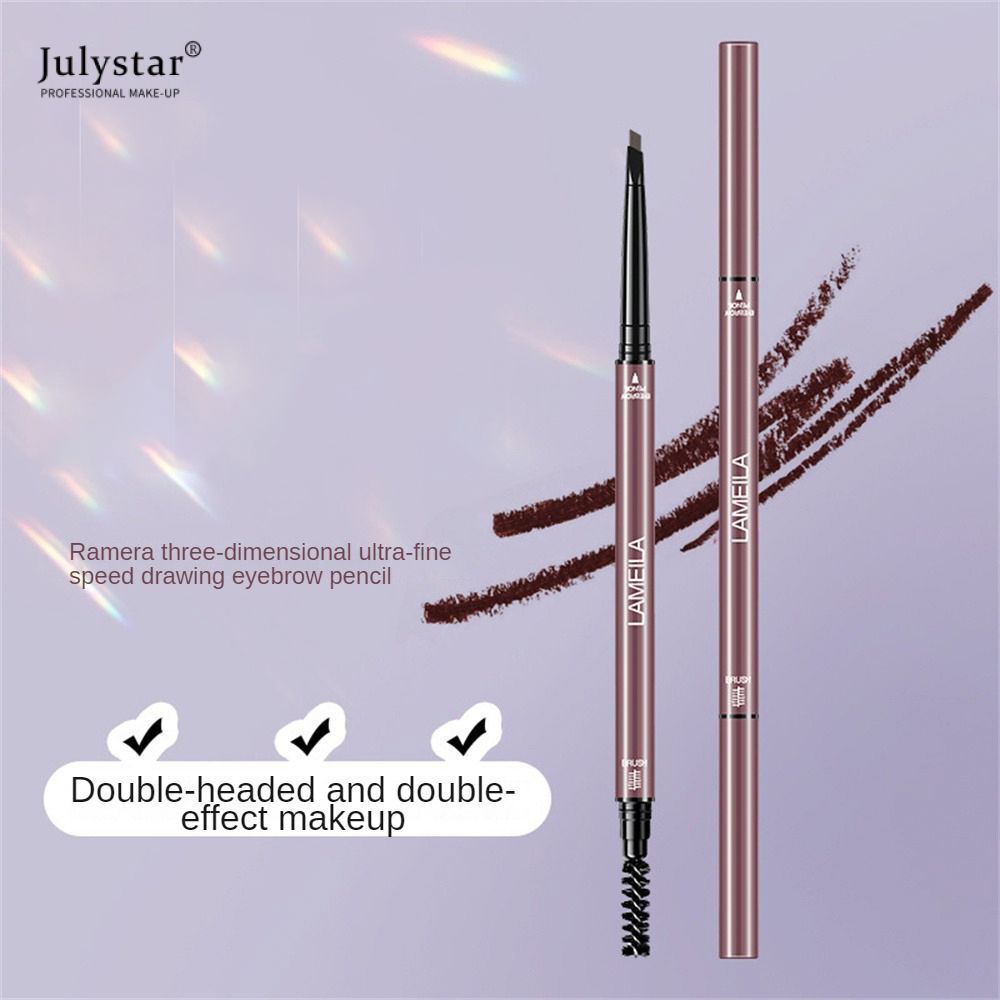 Bút chì kẻ mày JULYSTAR 2 đầu siêu mỏng chống thấm nước lâu trôi chuyên nghiệp với 4 màu nâu đậm xám