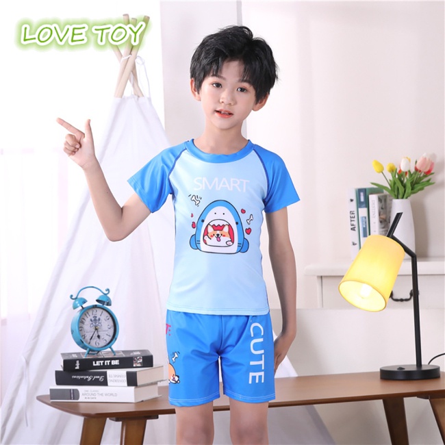 Bộ Đồ Bơi 2 Mảnh Mau Khô In Họa Tiết Hoạt Hình Dành Cho Bé Trai 3-11 Tuổi