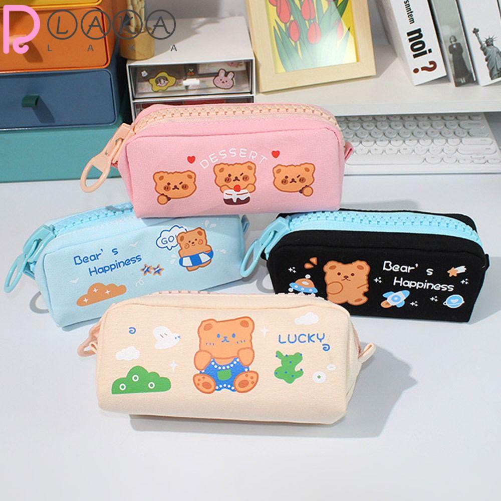 LAKAMIER Túi Đựng Bút Đa Năng Cỡ Lớn Có Khóa Kéo Họa Tiết Hoạt Hình Xinh Xắn