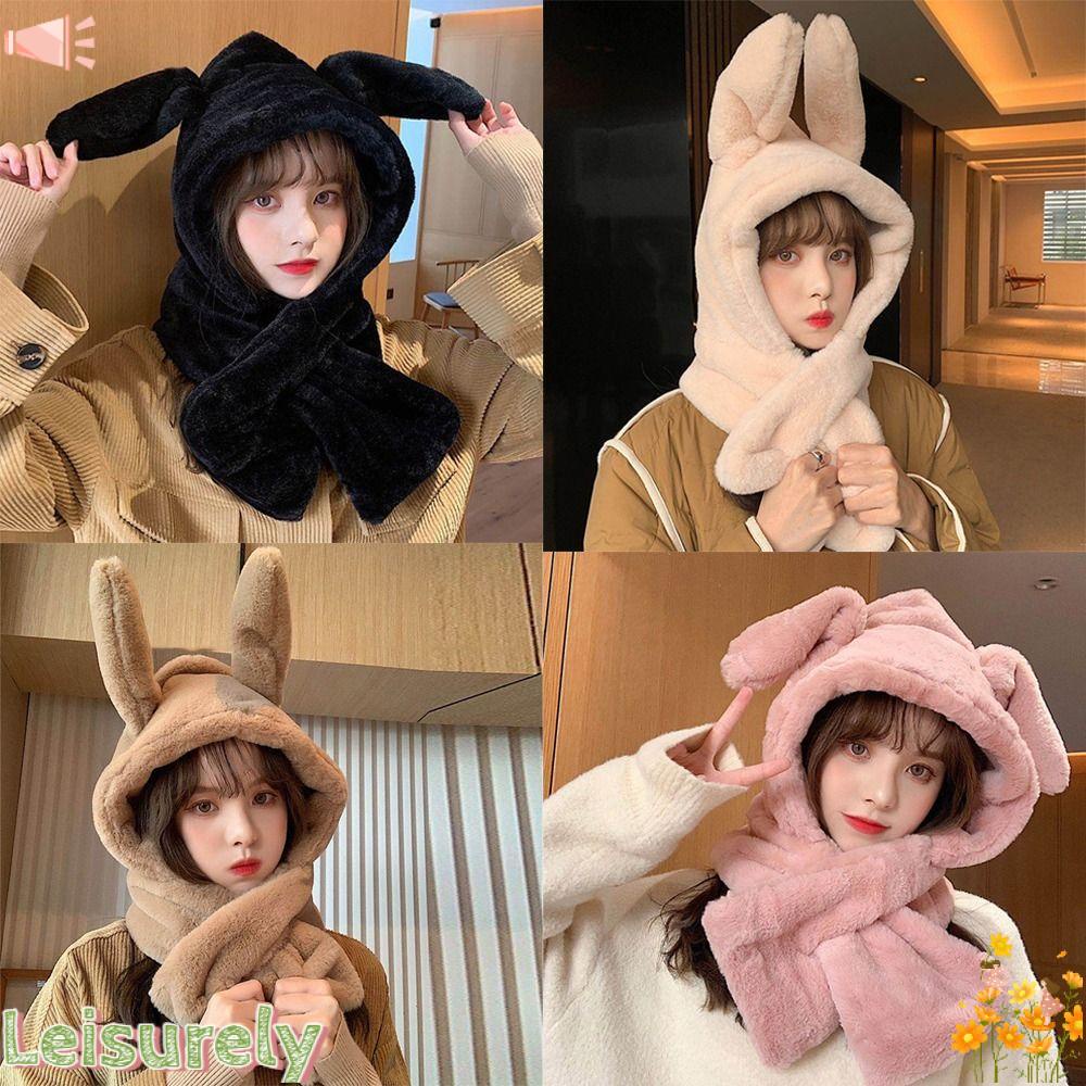 LEILY Mũ Tai Thỏ Phối Lông Dễ Thương Thời Trang Mùa Đông Cho Nữ
