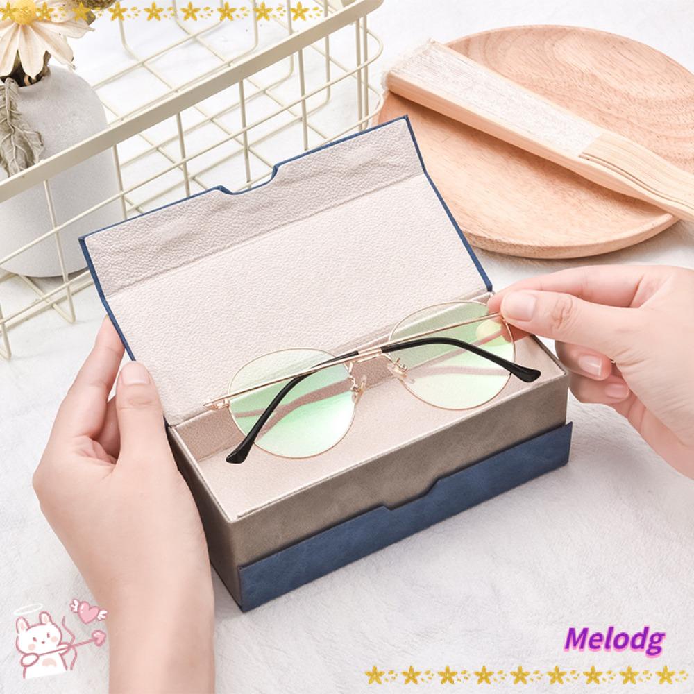 MELODG Hộp Đựng Mắt Kính 2 Ngăn Bằng Da PU Cho Nữ Giá Đỡ