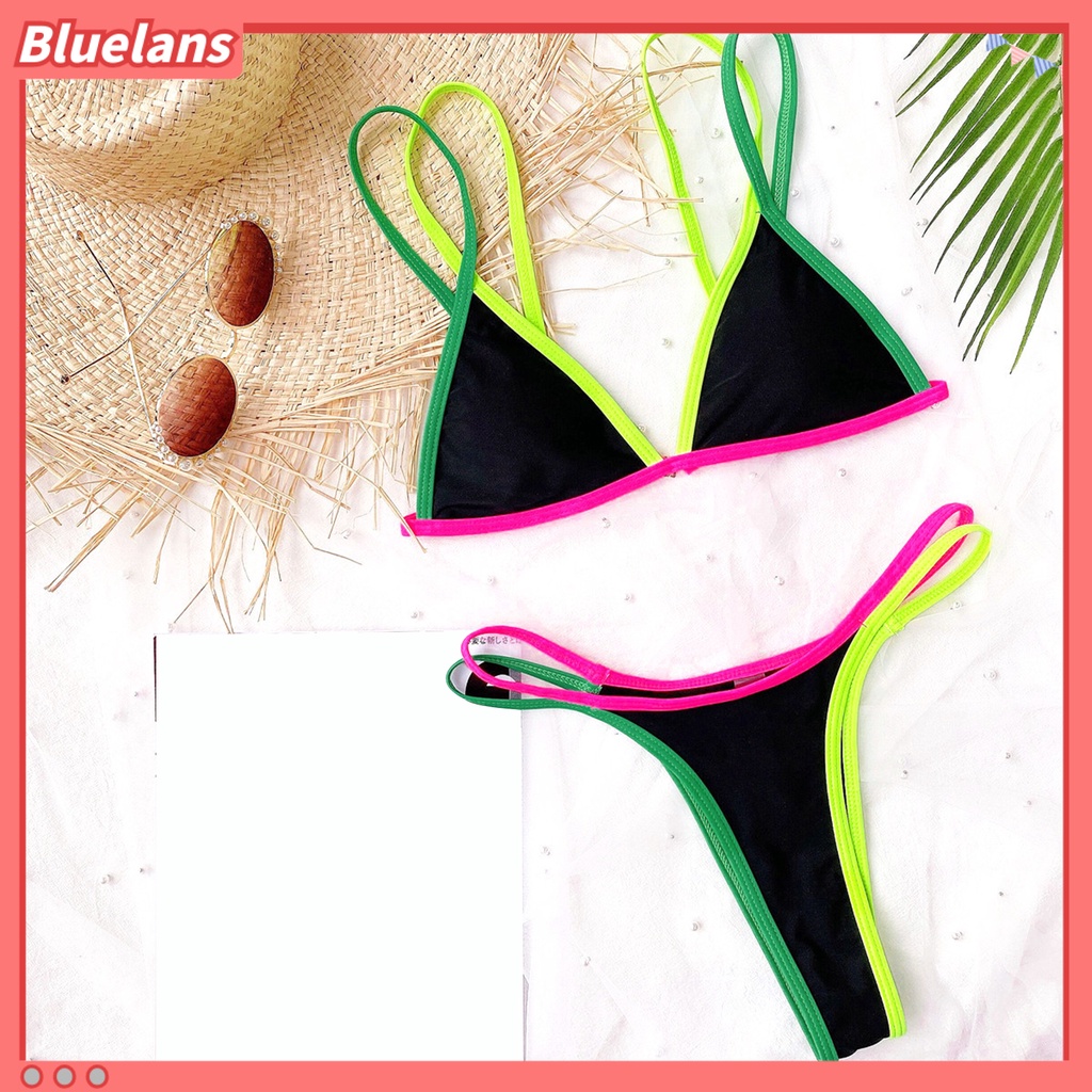 Bộ Đồ Bơi 2 Mảnh Màu Sắc Tương Phản Nhanh Khô Thời Trang Mùa Hè Cho Nữ