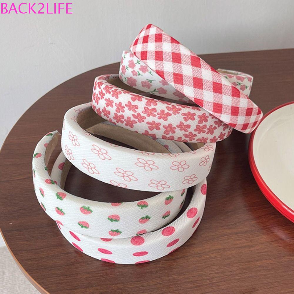 2 Băng đô cài tóc rửa mặt Vành Rộng Họa Tiết Hoa / Dâu Tây Đơn Giản Phong Cách Hàn Quốc Cho Nữ