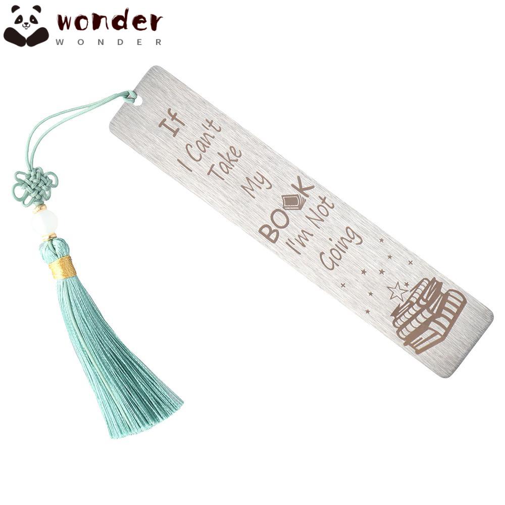 WONDER Thẻ Đánh Dấu Trang Sách Bằng Thép Không Gỉ Phối Tua Rua Chất Lượng Cao Cho Nữ