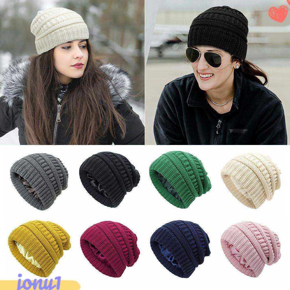 JONYE Mũ Dệt Kim Co Giãn Thời Trang Mùa Đông Cho Phái Nữ