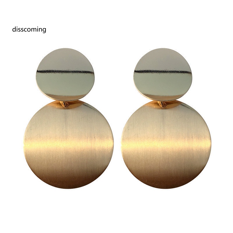 Áo Thun Tay Ngắn In Chữ SL| Bông Tai Thời Trang Cá Tính Độc Đáo Bông Tai Kim Loại Hình Tròn Màu Vàng Thiết Kế Bất Đối Xứng