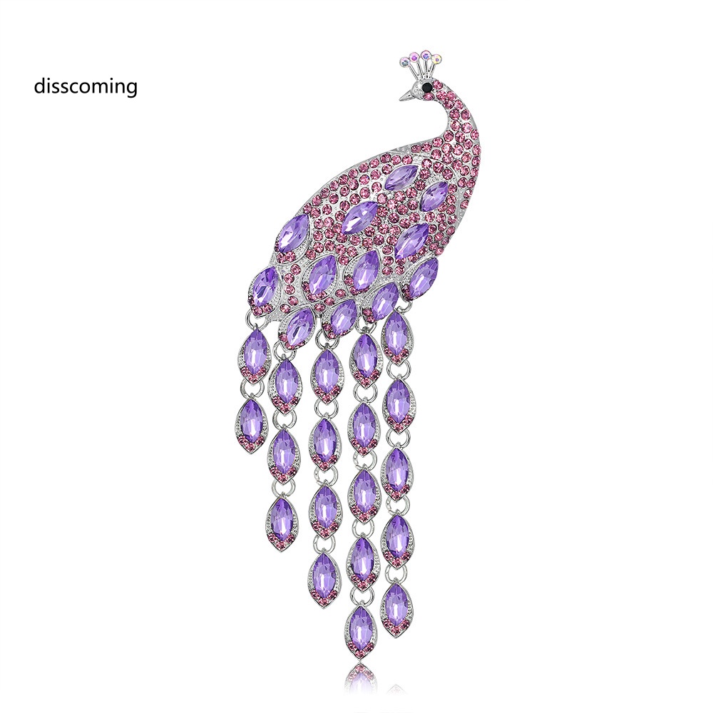 Đầm Nữ Kiểu Dáng Dễ Thương Xinh Xắn Hợp Thời Trang| Trâm Cài Áo Hình Chim Công Đuôi Dài Đính Pha Lê Phong Cách Retro